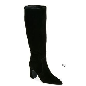 Steve Madden Evey Black Soft Suede Leather‎ Wide Calf Knee High Boots 8M NEW